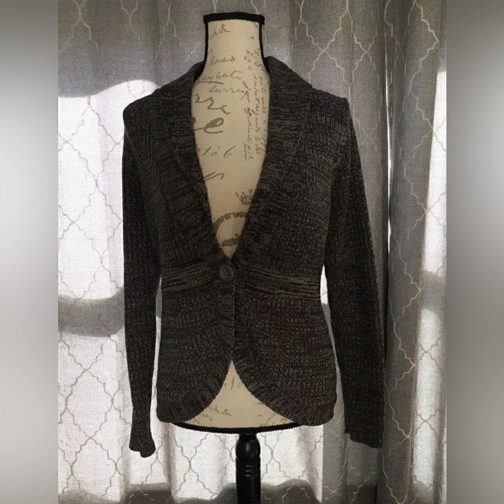 APT 9 Women's Gray Silver Long Sleeve Button Cardigan Sweater - Size M